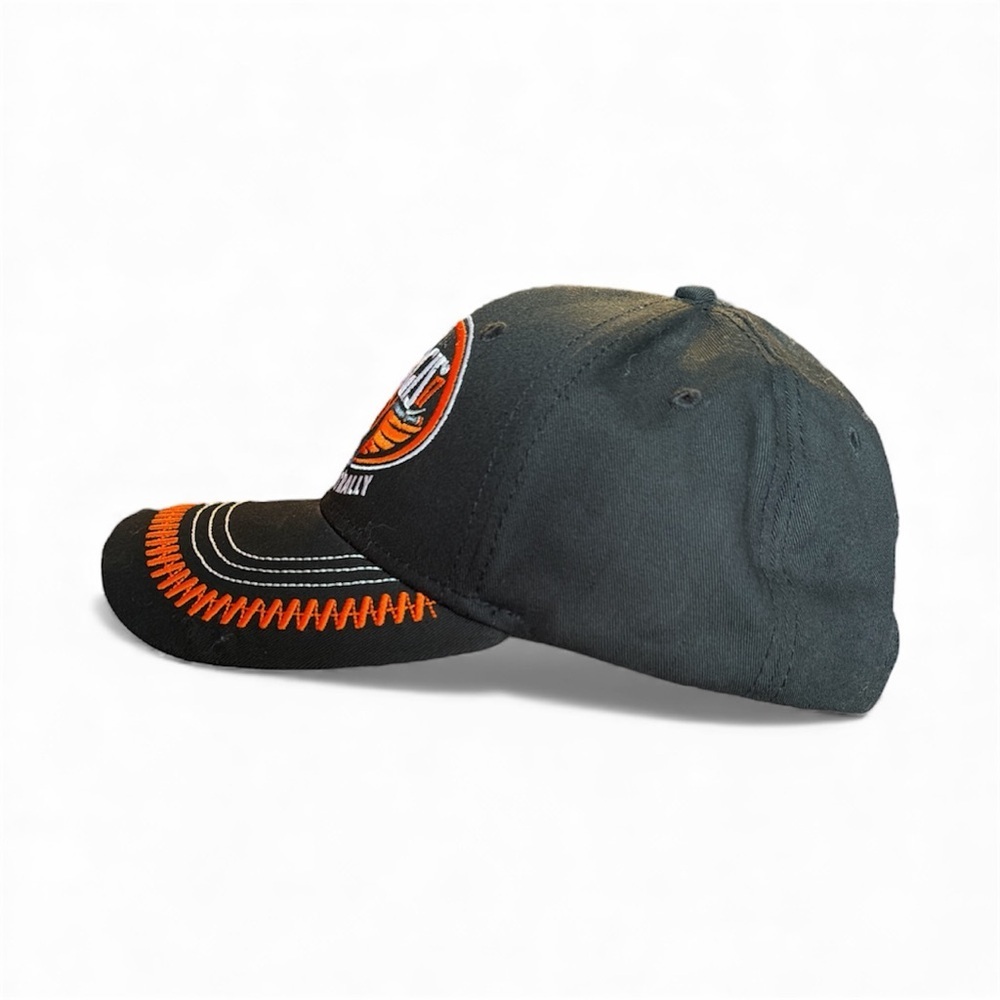 Black Sturgis Black Hills Rally 77th Annual baseball cap with orange stitching - Picture 4 of 4